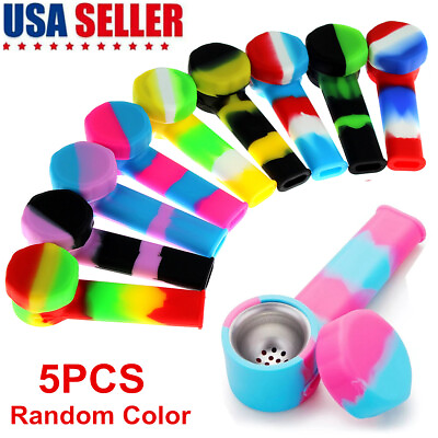 #ad #ad 5PCS 3.4#x27;#x27; Mini Silicone Smoking Hand Pipe with Metal Bowl amp; Cap Lid Pocket Pipe $12.52