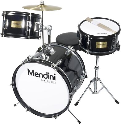 #ad Mendini By Cecilio Drum Set – 3 Piece Kids Drum Set 16quot; Black Metallic $75.74