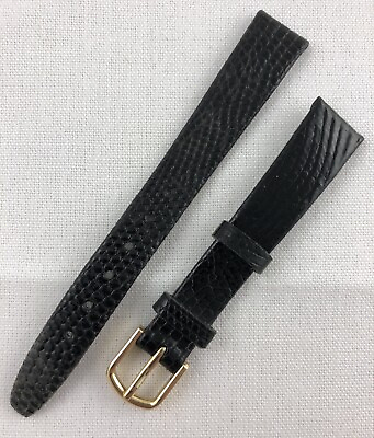 #ad Kreisler Genuine Lizard 13mm Black Ladies Non Stitched Watch Band W63 $19.99