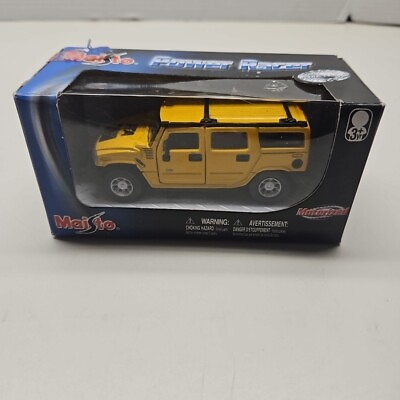 #ad Maisto Hummer H2 motorized Power Racer. Die Cast Metal Yellow Box Cond may vary $19.97