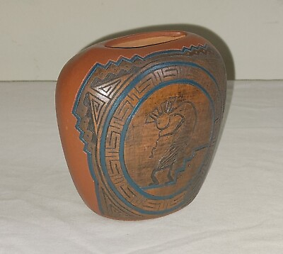 #ad Vintage Navajo Native American Pottery Vase Signd Benally Kokopelli Morning Star $35.00