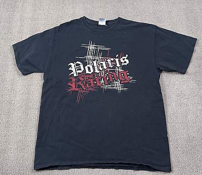 #ad Vintage Polaris Racing Shirt Adult Large Black Short Sleeve ATV Moto Casual Mens $14.16