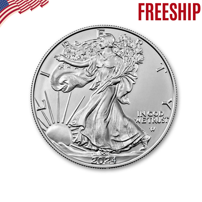 #ad 1 Oz American Silver Eagle Coin .999 Fine BU Gem Brilliant NEW 2024 FREEship $30.99