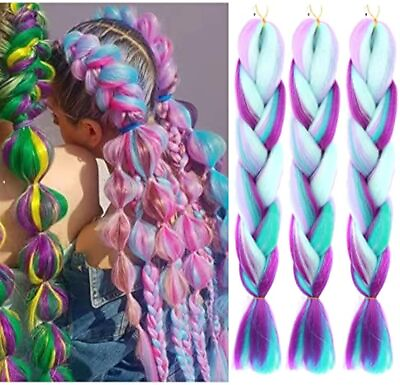 #ad 3PCS Braiding Hair Fiber Silky Twist Rainbow Extensions Kanekalon Synthetic 24quot; $13.99