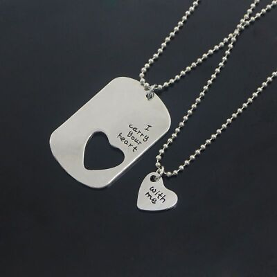 #ad Hollow Heart Rectangle Pendant Necklaces Chains Accessory Decors Necklace 2pcs $12.93