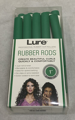 #ad Lure Professional Rubber Rods Hair Rollers Size 1” NEW Very Long 10 Rods Pack $19.99