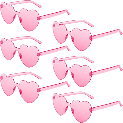 #ad 6 Pack Heart Sunglasses Heart Shaped Sunglasses with Transparent Candy Color fo $16.99