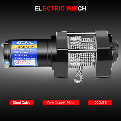#ad 4000LBS Electric Winch 12V Towing Trailer Steel Cable Off Road w wireless remote $86.39