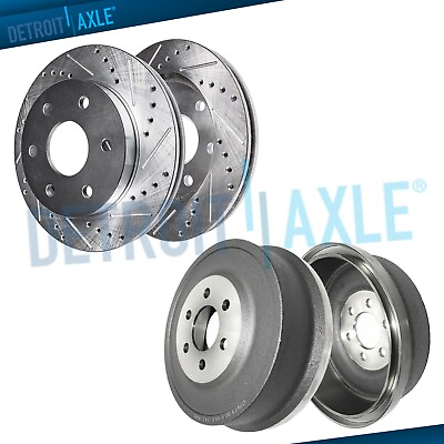 #ad For 2000 2002 Dakota Durango Front DRILLED SLOTTED Rotors and 11 inch Rear Drums $179.11