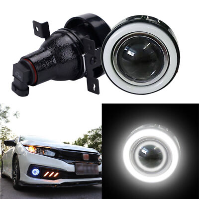 #ad For 2016 2021 Honda Civic White DRL LED Halo Projector Fog Lights Angel Eye Lamp $53.99