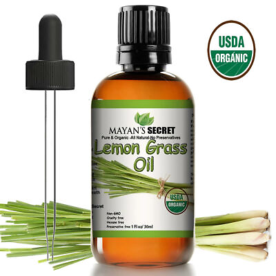 #ad USDA Certified Organic Lemongrass Essential Oil 100% Pure amp; Natural UNDILUTED $13.05