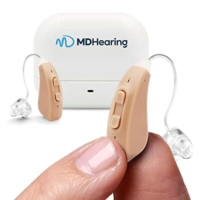 #ad MDHearingAid AIR Hearing Aid Pair OTC Rechargeable Crystal clear Digital Sou $409.77