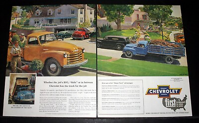 #ad 1952 OLD MAGAZINE PRINT AD CHEVROLET TRUCKS FIRST IN DEMAND VALUE AND SALES $14.99
