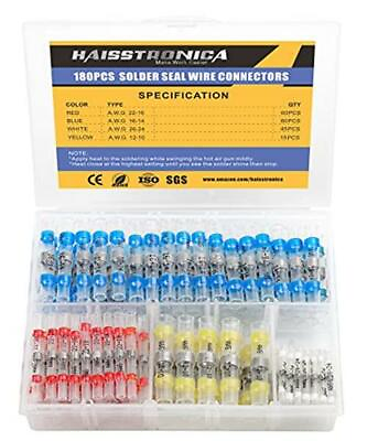 #ad haisstronica 180PCS Solder Seal Wire Connectors Waterproof Assorted Sizes $14.31