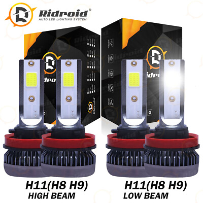 #ad H11 H9 High Low Beam Combo 240W 52000LM LED Headlight Bulbs Kit 6000K White $15.99