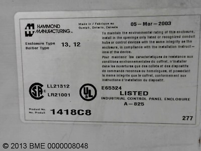 #ad Hammond Manufacturing Electrical Supply 1418C8 $59.00