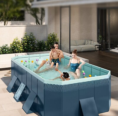 #ad Rectangular Above Ground Outdoor Swimming Pool Foldable Pool Garden Kiddie Pool $180.99