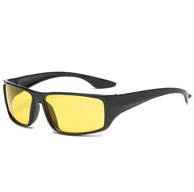 #ad Sport Wrap Hd Night Driving Vision Hd Sunglasses Yellow High Definition Glasses $6.99