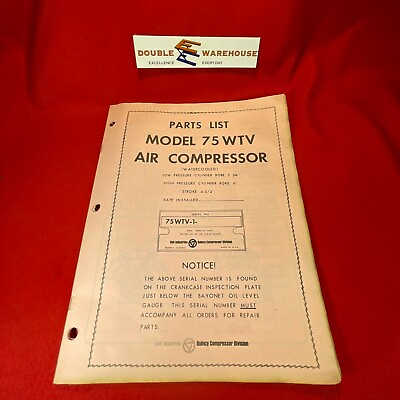 #ad 1968 Quincy Model 75 WTV Air Compressor Parts List Form 75WTVRC 1 $14.99