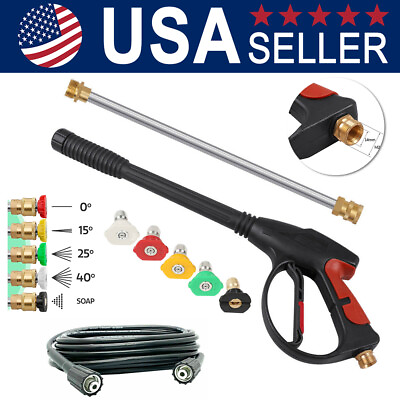 #ad High Pressure 4000PSI Car Power Washer Gun Spray Wand Lance Nozzle and Hose Kit $15.59