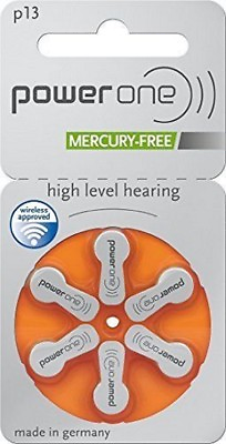 #ad PowerOne 13 Size 13 Hearing aid Batteries Zinc air Mercury free 12 300 Batteries $7.99