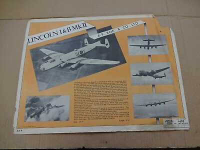 #ad Lincoln I amp; B MK.11Aeroplane aviation Air Diagram poster 1948 original Ministry GBP 22.50