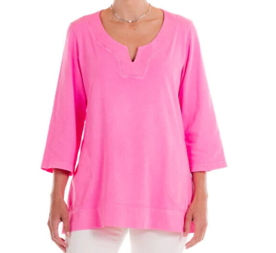 #ad FRESH PRODUCE XXL Cosmos PINK Jersey Cotton Tunic Top $72.00 POCKETS NEW $43.20