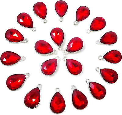 #ad 20PCS 10X14Mm Alloy Glass Crystal Waterdrops Teardrops Charms Pendant for Neckla $8.29