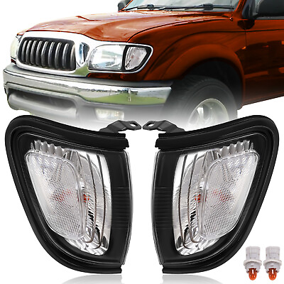 #ad Pair Front Corner Lights Lamps Clear Lens Black Trim For Toyota Tacoma 2001 2004 $53.00