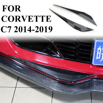 #ad Carbon fiber front bumper bottom corner trim cover for Chevrolet Corvette C7 $45.00