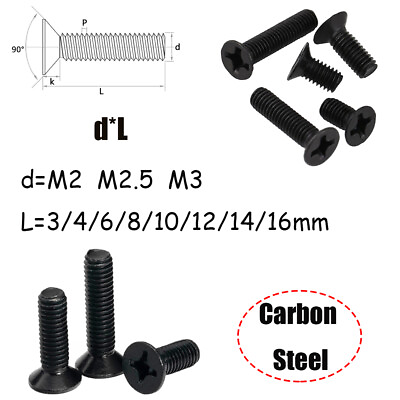 #ad Phillips Countersunk Machine Screws Carbon Steel For Laptop Electronic Glasses AU $2.25