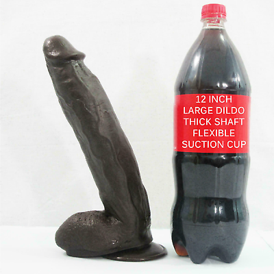 #ad 12quot; Inch Huge Realistic Dildo Black BBC Big Penis STRONG Suction Cup Sex Toys $18.99