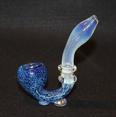 #ad 4 1 2quot; BLUE LEOPARD Sherlock Tobacco Smoking Glass Pipe THICK Glass pipes $15.95
