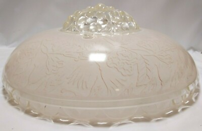 #ad Vintage Pink Frosted Glass Ceiling Light Cover 3 Holes Floral Pink Undertones $39.20