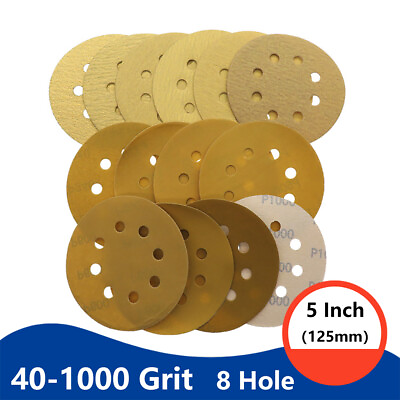 #ad 5 quot;（125mm）8 Hole yellow Sand Polishing Rotary Round Dry Sanding Sandpaper Disc $3.49