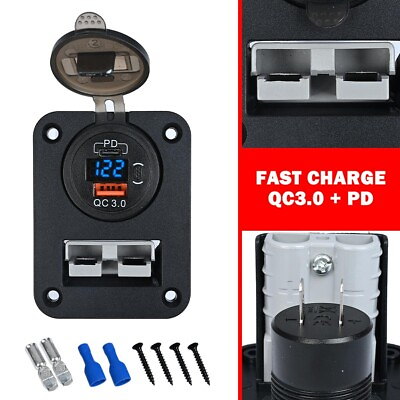 #ad Flush Mount for Anderson Plug Socket Dual USB Charger Panel Caravan Camper Boat $12.85