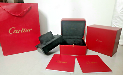 #ad Authentic Red Cartier Watch Box Genuine inside black color With Full Kit $159.99