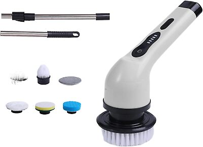 #ad Electric Spin Scrubber Cordless Cleaning Brush 6 heads Adjustable Extension Arm $22.99