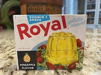 #ad Vintage 1950’s NOS Royal Gelatin Pineapple Flavor Great Condition $21.99