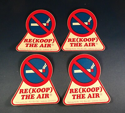 #ad FOUR Vintage RE KOOP The Air Anti Second Hand Smoke Campaign Stickers $19.95