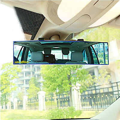 #ad 300mm Wide Car Vehicle Inside Rear View Panoramic Curve Mirror Anti Daze Clip On $11.14