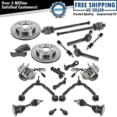 #ad 20 Piece Steering Suspension amp; Brake Kit Control Arms CV Axles Pads w Rotors $601.57