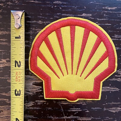#ad Shell Motor Oil Gas Embroidered Iron on patch NASCAR Motor Sports $3.99