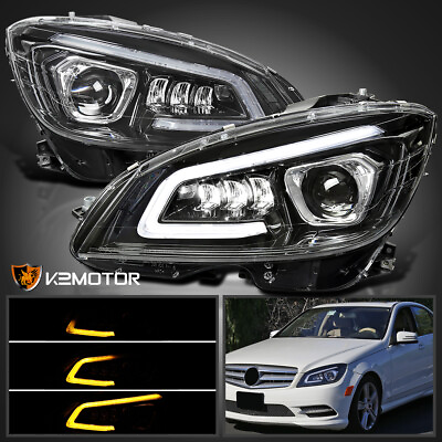 #ad Fits Black 2008 2011 Benz W204 C Class Full LED Sequential Projector Headlights $515.38
