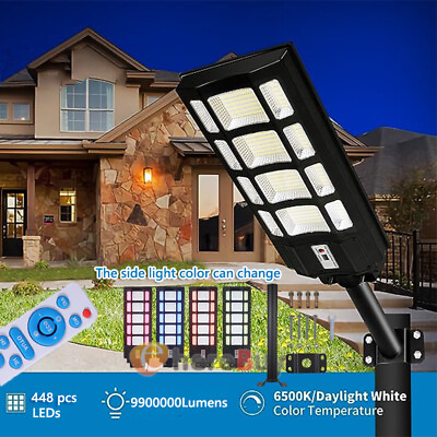 #ad 2024 NEW 120W Commercial LED Solar Street Flood Lights Outdoor Lamp Pole $89.19