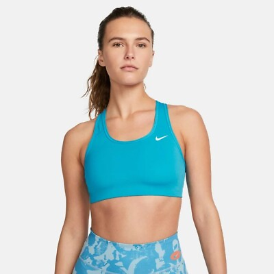 #ad NIKE Womens Medium Support Non Padded Fitness Sports Bra in Blue Size XS $19.99