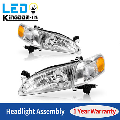 #ad Chrome Headlights Front Signal Lamps Pair for 98 00 Toyota Corolla Headlamps $54.90