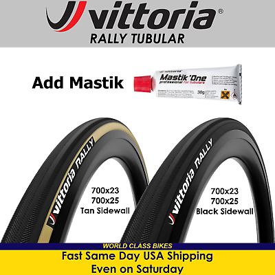 #ad Vittoria Rally Tubular Tires 700x23 25 Black or Tan Add Mastik One Tubular Glue $39.99