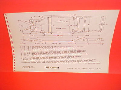 #ad 1968 CHEVROLET IMPALA CONVERTIBLE CAPRICE BELAIR BISCAYNE FRAME DIMENSION CHART $13.99