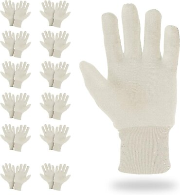 #ad #ad 1 Dozen 12 Pairs Cotton Jersey Work Gloves Large Mens Size $16.04